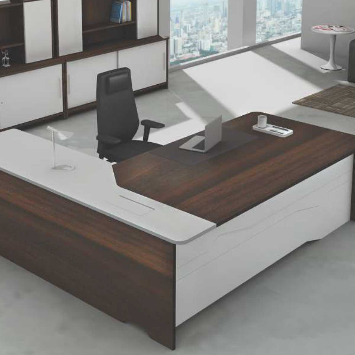 Manager Table Wooden Brown L Shape Desk with 3 Drawers and Storage for Corporate Office Seating Capacity 1 Manufacturers, Suppliers, Authorised Dealers in Delhi 